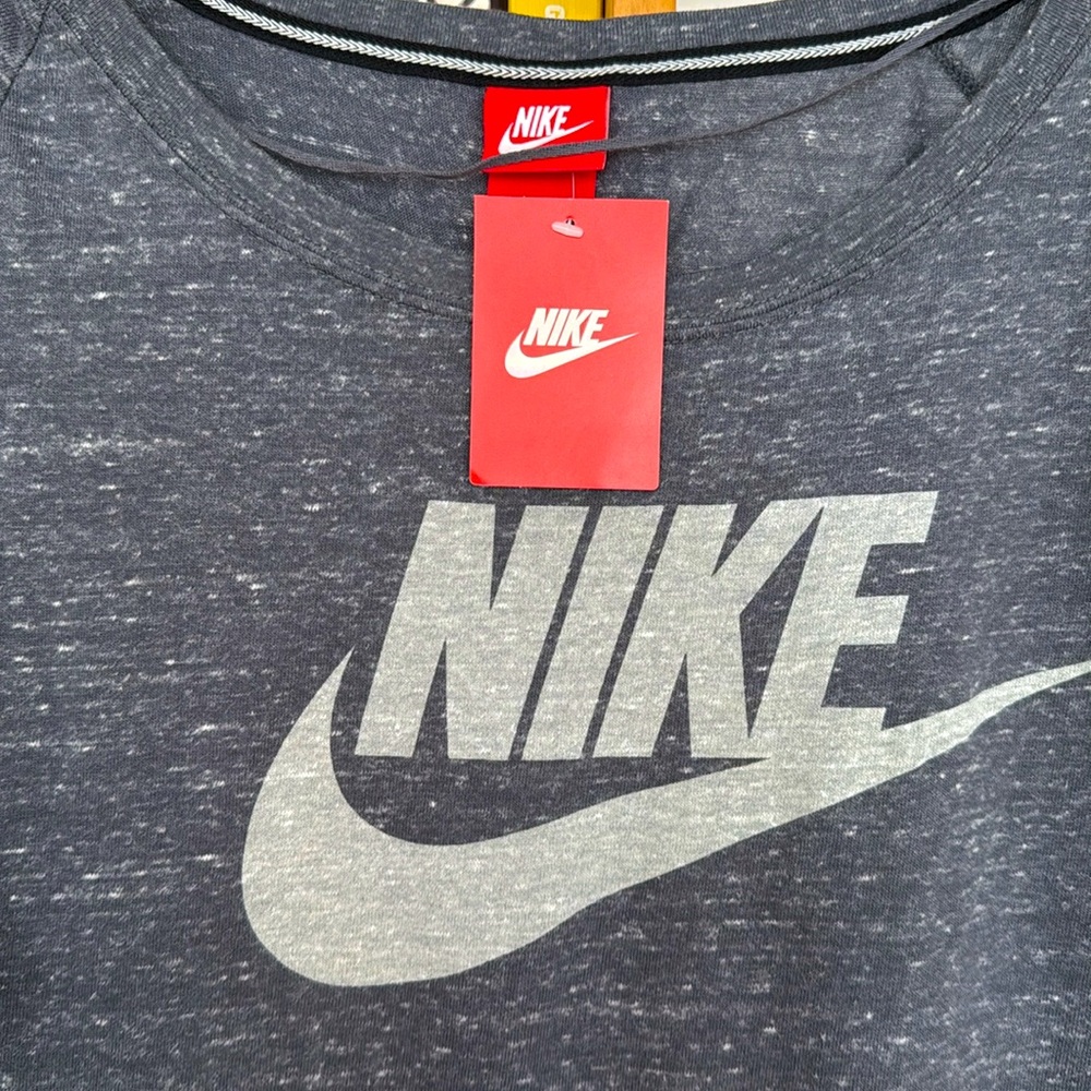 NWT Nike flecked grey 3/4 banded sleeve lightweight sweatshirt/tee Large - Picture 2 of 5